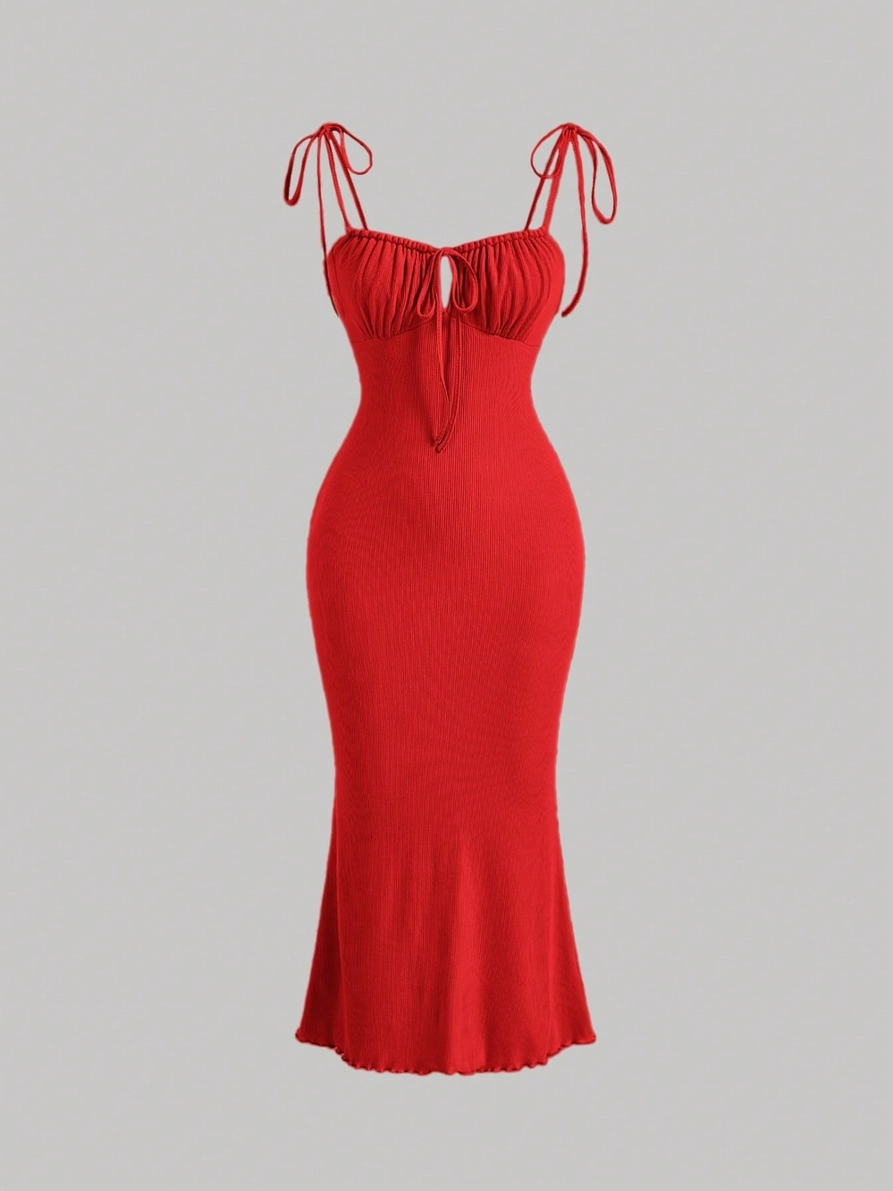 Red Tie-Shoulder Bodycon Midi Dress Size Large 😍
